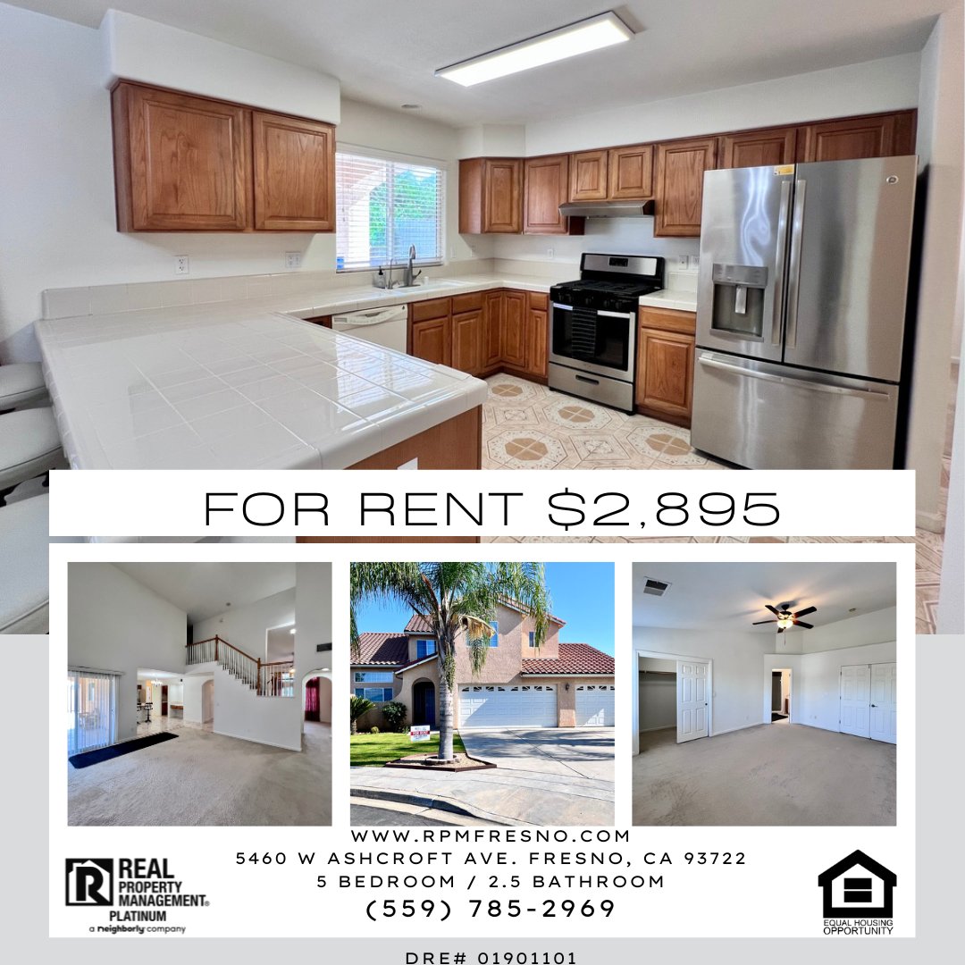 RPMFresno's tweet photo. Looking for spacious living? 🏡 5-bedroom home available to rent now! Perfect for families or anyone needing extra space! #HomeRental #DreamHome #RealEstate #Neighborly #FresnoHomes https://t.co/McHF5Dc9NB