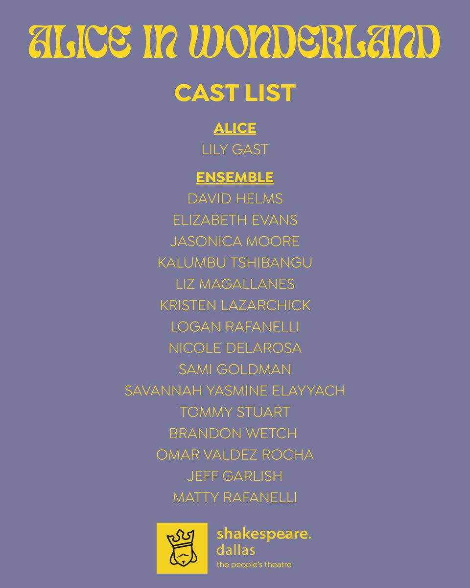 shakespearedal's tweet photo. 🐇✨ We’re all mad here… the cast of Alice in Wonderland is officially headed to Wonderland!

Join Shakespeare Dallas this summer at Samuell-Grand Amphitheatre for a whimsical adventure under the stars 🌙♠️🎩 Don’t be late 💫

🎟️ https://t.co/1R6YBp5OGl https://t.co/M4nUlC2Tm6