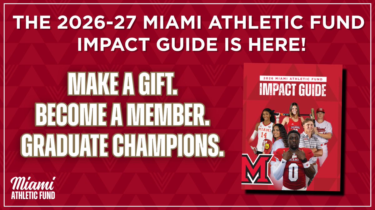 Miami_ATHLFund's tweet photo. 🚨The Miami Athletic Fund Impact Guide is here! 🚨

See how your investment creates real impact for Miami student-athletes as we work together to Graduate Champions! 🎓🏆
📖 Explore the Impact Guide:
👉 https://t.co/sxLr0Nl40i https://t.co/4ddqE0Bvsg