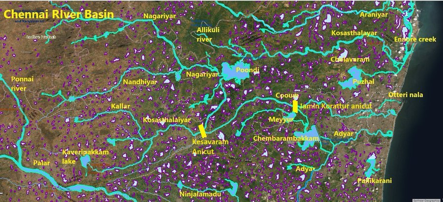 TNGeography's tweet photo. Despite post 2015 flood mitigation effort, mostly stop-gap, Chennai is still a highly flood prone city. We need to desilt the storm water canal, Couum, Otteri nala,  Adyar..etc rivers. Expressway debris should be removed from Couum. The work has to start now, atmost priority  3/3 https://t.co/DP4IxUCFpU