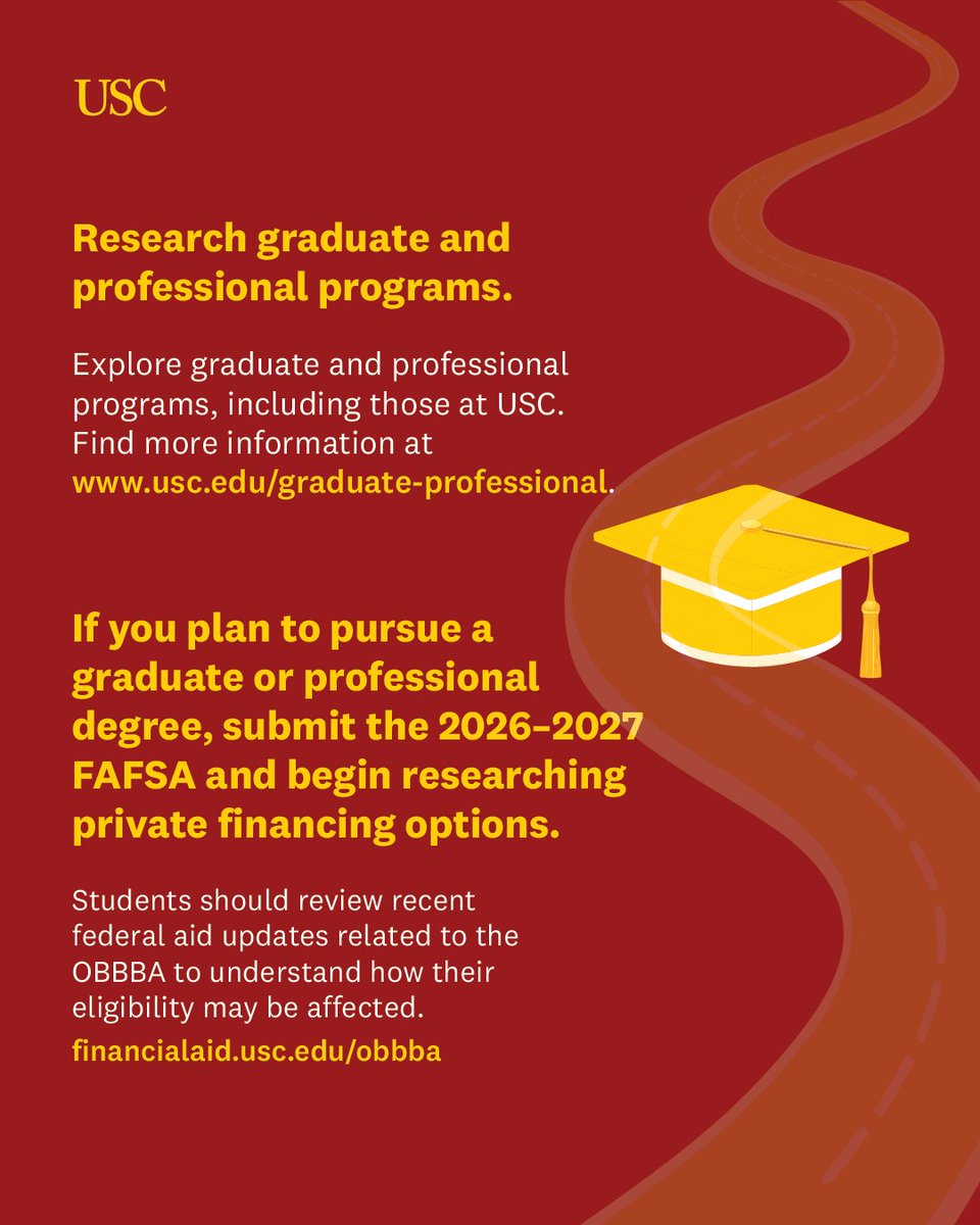 USCFinancialAid's tweet photo. Are you graduating this semester? Prepare for life after your bachelor's degree. Don't wait! https://t.co/HiCdvrqYVI