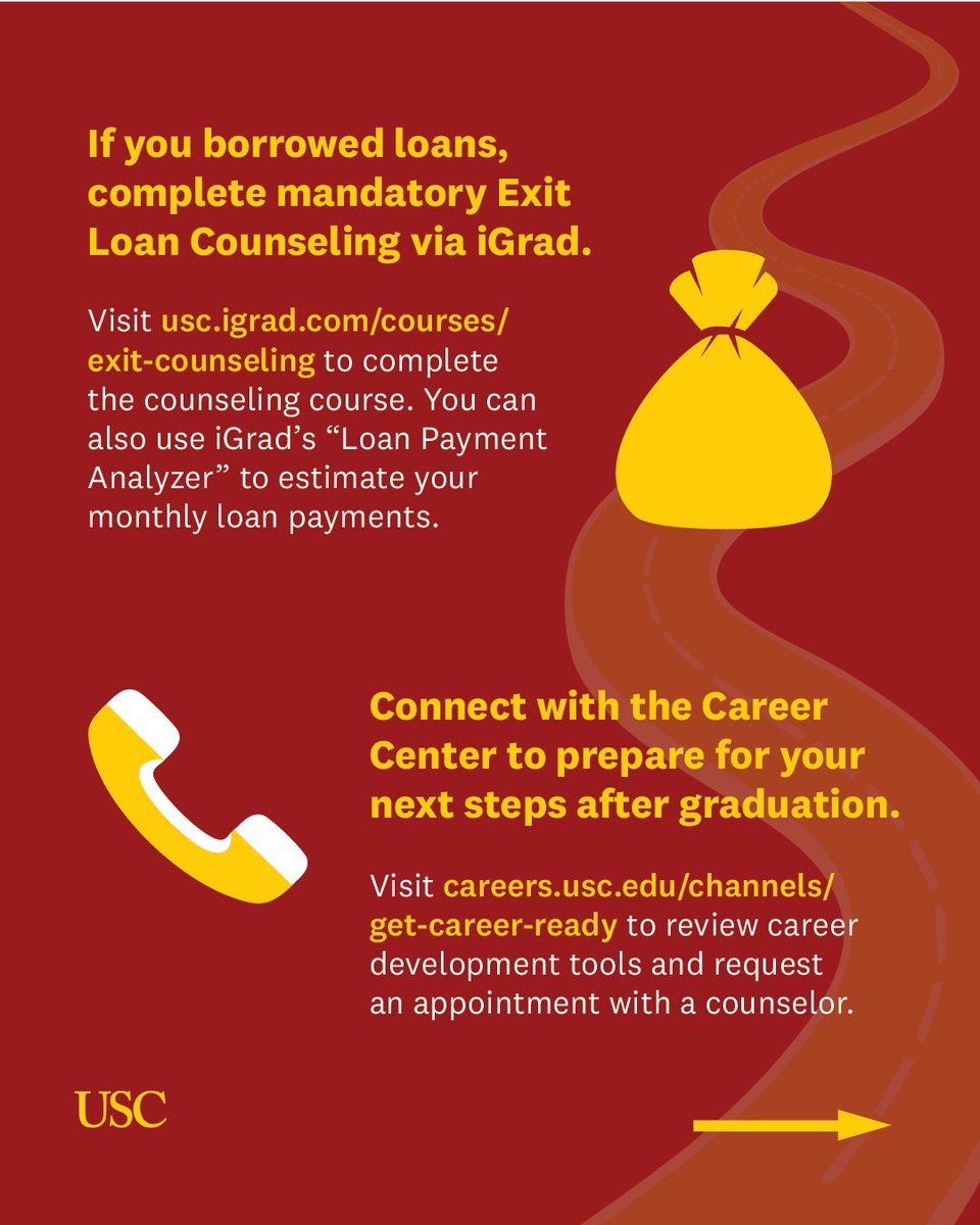 USCFinancialAid's tweet photo. Are you graduating this semester? Prepare for life after your bachelor's degree. Don't wait! https://t.co/HiCdvrqYVI