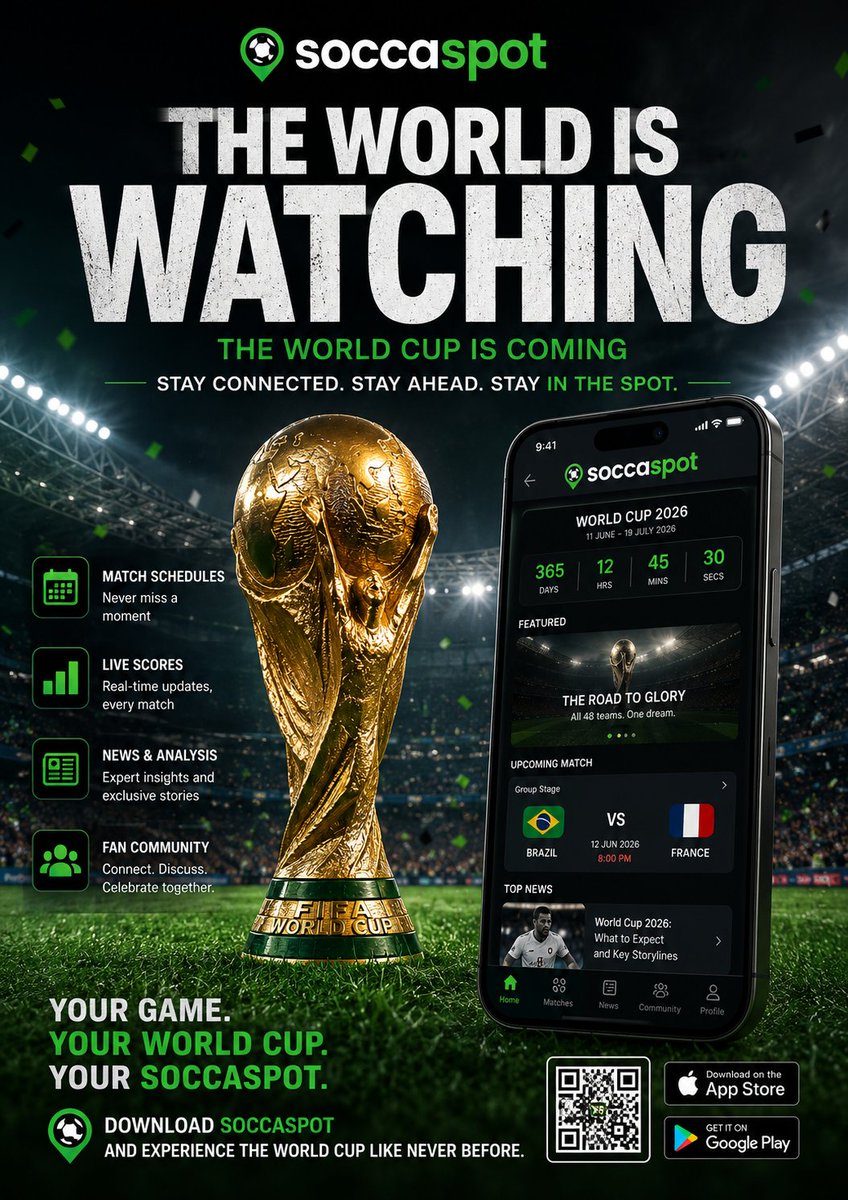 soccaspotapp's tweet photo. Get latest update on the 104 #matches to be played in
2026 #FIFAWorldCup 🏆 https://t.co/CIVhaf6vKl