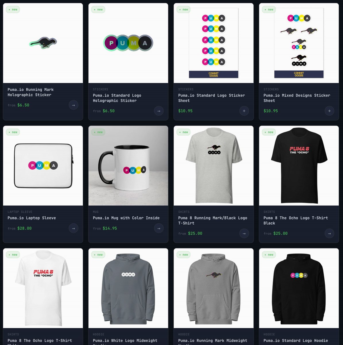 commitgoods's tweet photo. New collection just dropped! 🐆

Official https://t.co/LLxkGjVcW0 merch is now live on Commit Goods.

T-shirts, hoodies, mugs, laptop sleeves, stickers, and a special Puma 8 design. 

https://t.co/dutb15qEGI https://t.co/o0Zl9j8GOV