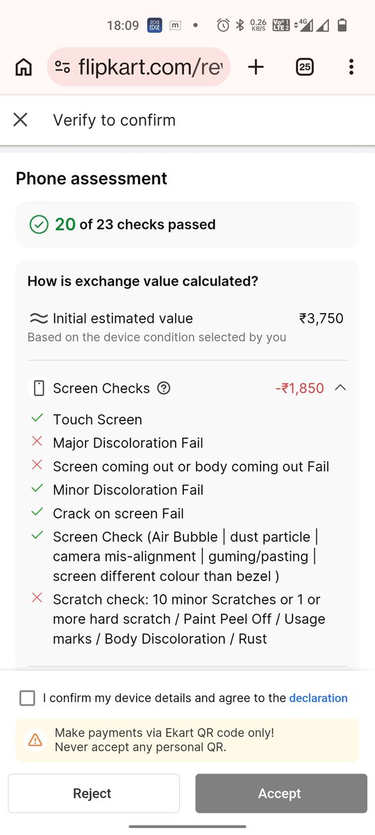 DILIP_RJ's tweet photo. @flipkartsupport 
@Flipkart @jagograhakjago 
Again falsified things by FlipKart during exchange of the phone. I don't want to lose product, so I paid the depreciated price. I am ready to take it back by paying the balance amount of ₹1900 either to sell it on Cashify or gift kid. https://t.co/lT8qu7uC5N