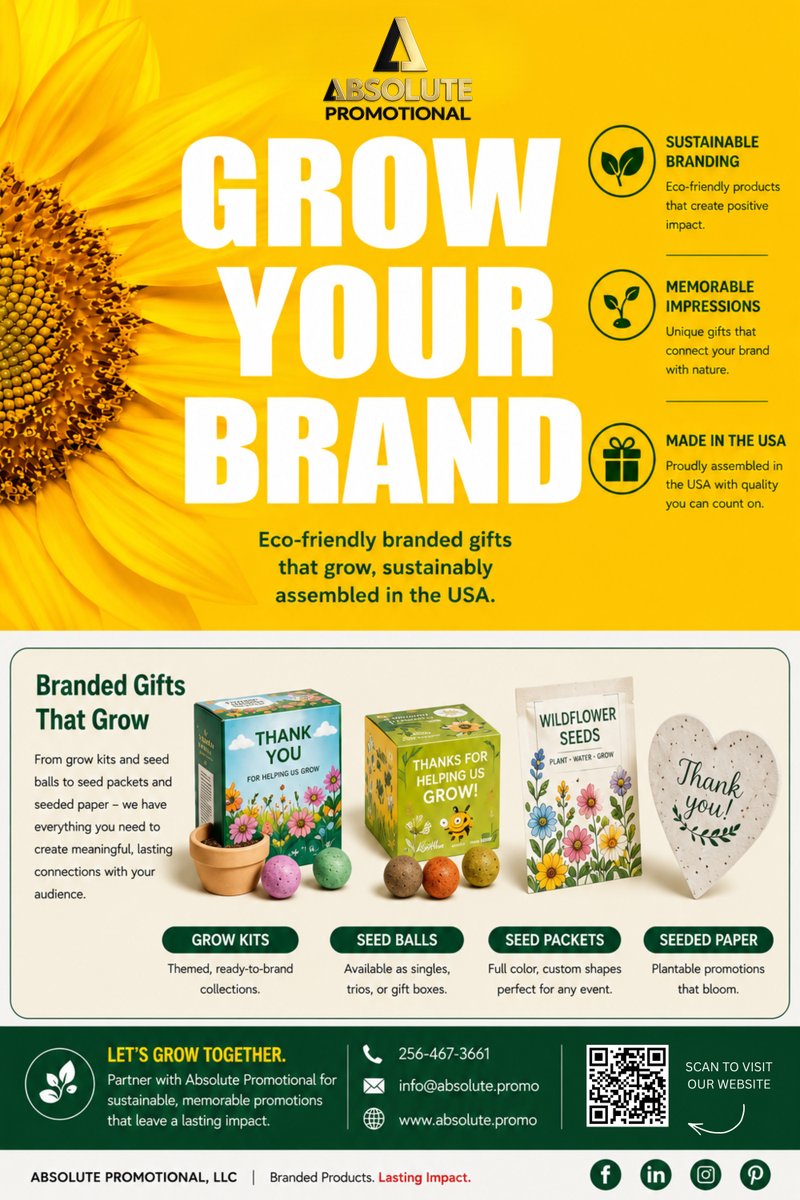 PromosAbsolute's tweet photo. Give your audience something they’ll actually remember 🌱

Eco-friendly branded gifts like seed packets, grow kits, and seeded paper create lasting impressions while supporting sustainable branding.

Visit our site or email us today for a custom quote. 🌐 https://t.co/ZgToFoYFlD https://t.co/jcn2Fq6Fzu