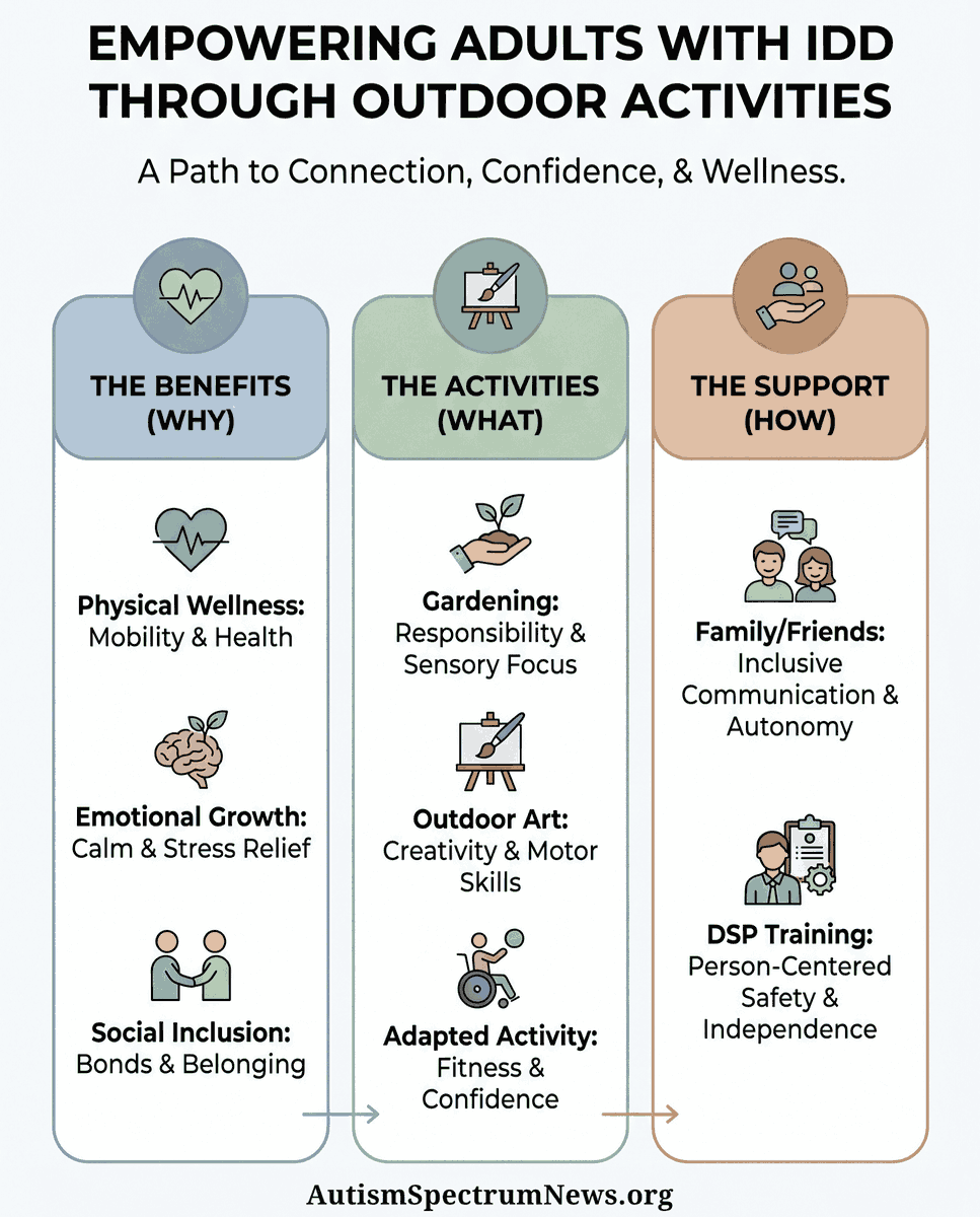 AutismSpecNews's tweet photo. Time outdoors can build confidence, connection, and joy for adults with IDD – and it starts with the right support.

#DisabilityInclusion #MentalWellbeing #CommunitySupport #DirectSupportProfessionals

@relias 

📰 Read the article:  https://t.co/9Hn2CFWoVV https://t.co/ZoXJx2oqlf