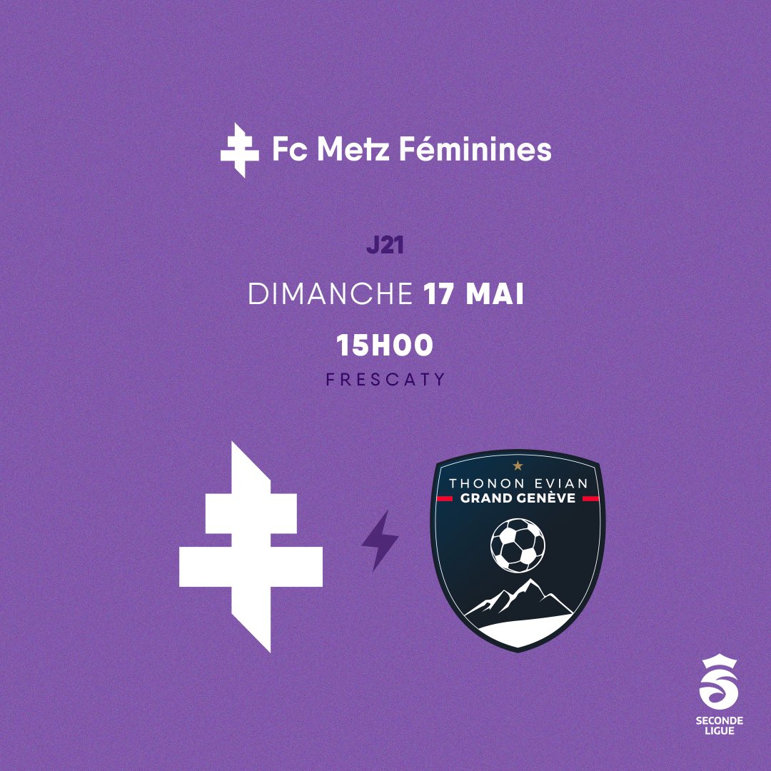 FemininesFCMetz's tweet photo. Prochain rendez-vous pour nos Messines ce dimanche face à @GrandGeneveFC 👊

Cette dernière rencontre à domicile sera également l’occasion de remercier nos chers bénévoles pour leur implication tout au long de la saison 👥💜 https://t.co/rLbEh9VKaH