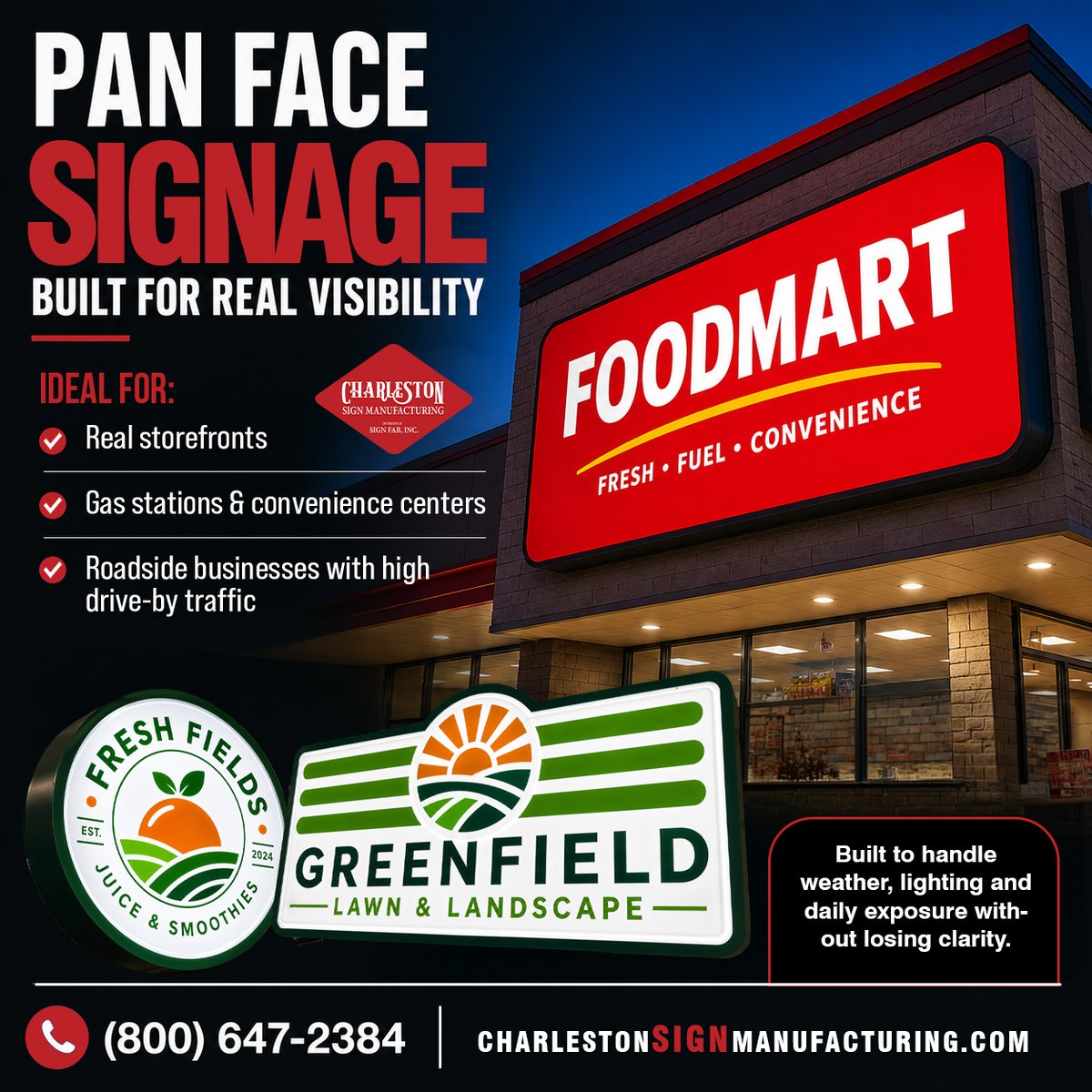 CSM_Signs's tweet photo. Pan Face Signage Built for Real Visibility

Ideal for:
✔ Retail storefronts
✔ Gas stations &amp; convenience centers
✔ Roadside businesses with high drive-by traffic

📞 (800) 647-2384
#PanFaceSigns #IlluminatedSigns #OutdoorSignage #RetailSignage #SignFabrication https://t.co/EBQvlYJlVX