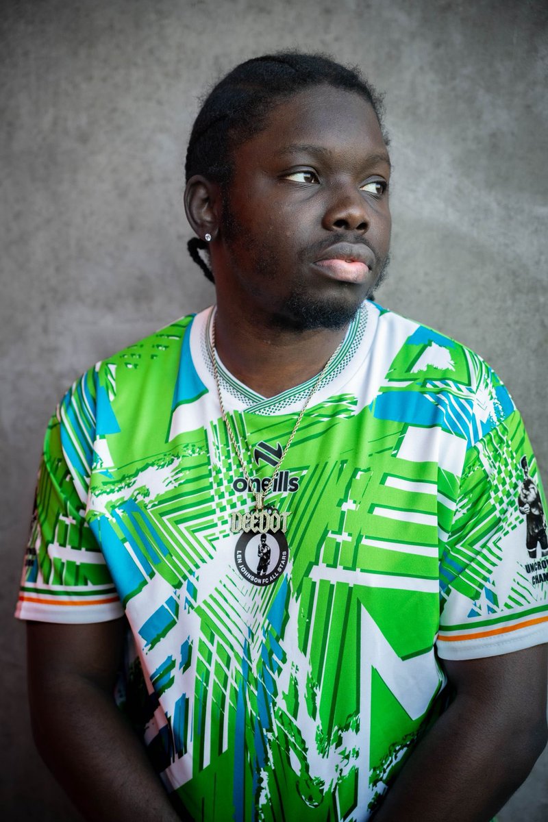 FCUnitedMcr's tweet photo. Len Johnson Celebs vs FC United Legends 🔥

We are delighted to launch the kit inspired by Len Johnson’s heritage with the colours of the Sierra Leone and Ireland flags🇸🇱 🇮🇪 

Kit by @ONeillsSportsUK 

🏟️ Broadhurst Park
🗓️ 12th July
⚽️ 3PM Kick Off 
🎫 https://t.co/9EgNo7insE https://t.co/iZh1mdzLMZ