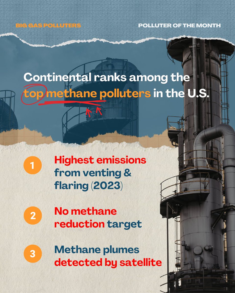 Earthworks's tweet photo. Continental Resources isn't just a major methane polluter. The company &amp; its founder are also central to the current administration’s energy policy, seeking to eliminate methane pollution rules that even much of the oil &amp; gas industry supports.  

➡️https://t.co/bbvp7U3wG1 https://t.co/kOBfLf2ZIF