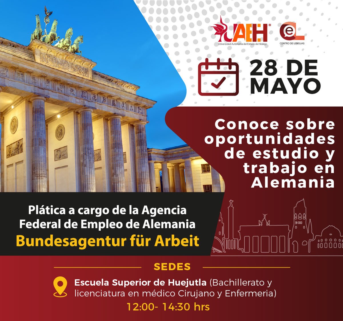 uaeh_cel's tweet photo. 𝐀𝐓𝐄𝐍𝐂𝐈𝐎́𝐍 📷📷
Alumnos de bachillerato, enfermería, medicina y carreras afines.
Si siempre ha sido tu sueño vivir y trabajar en otro país, ¡esta es tu oportunidad!
Oportunidades laborales en Alemania.
#PASCH #goetheinstitut https://t.co/YI8ITOtDBL