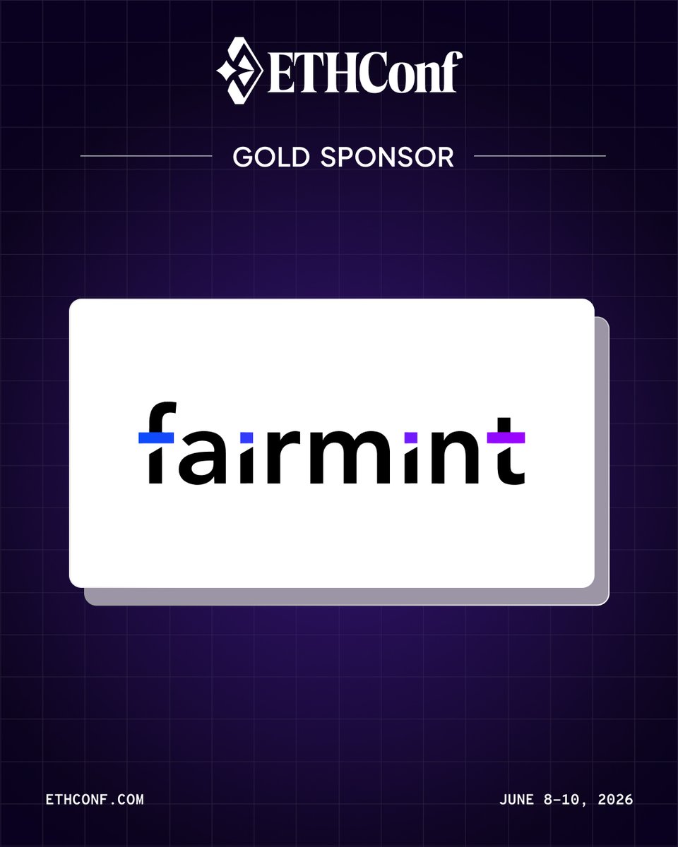 ethconf's tweet photo. Onchain cap tables and continuous fundraising. Compliant equity infrastructure for the next generation of public and private institutions.

Welcome @fairmint as a Gold Sponsor of ETHConf 2026. 🗽

June 8–10, NYC | Javits Center https://t.co/oUNUhl5AsB