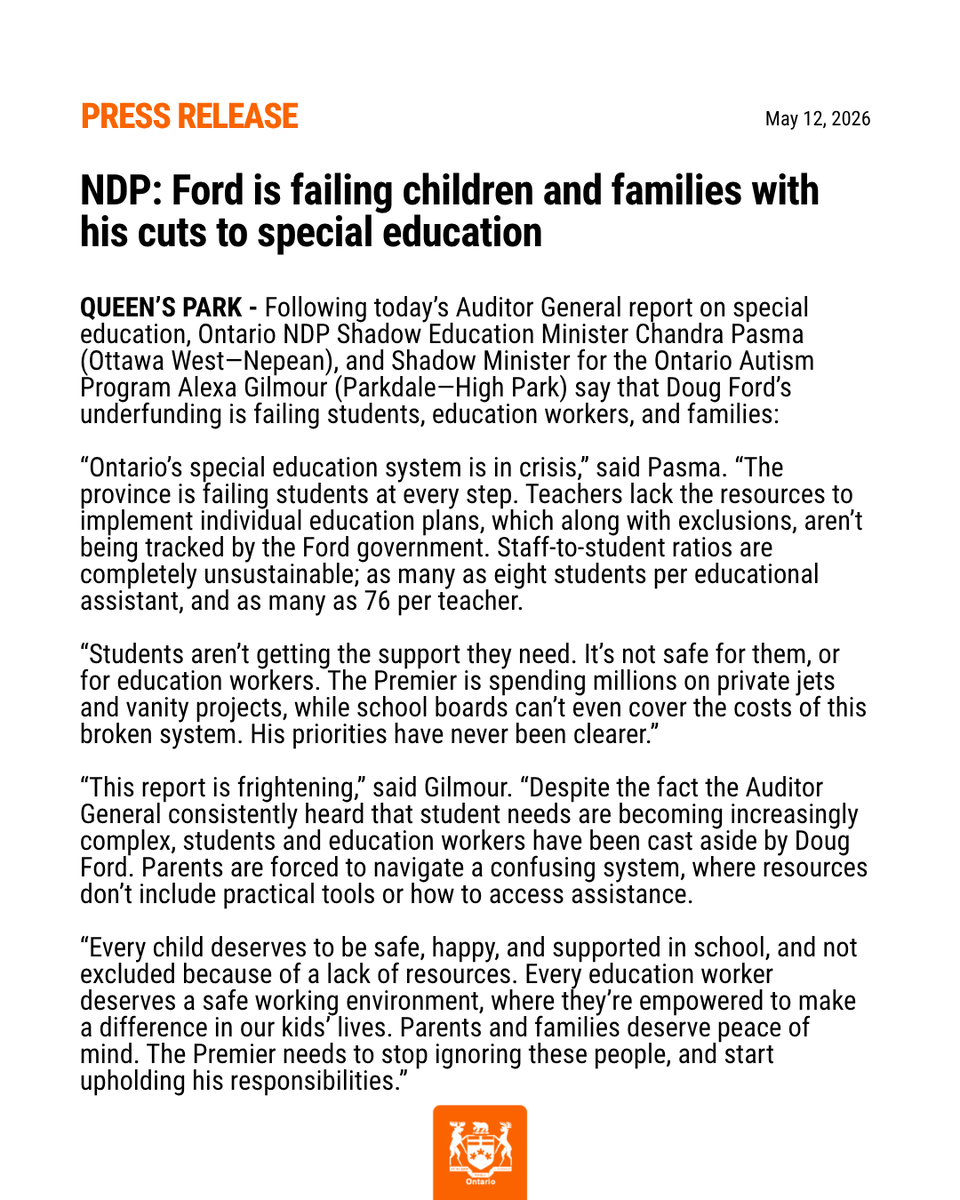 Ontario NDP tweet media
