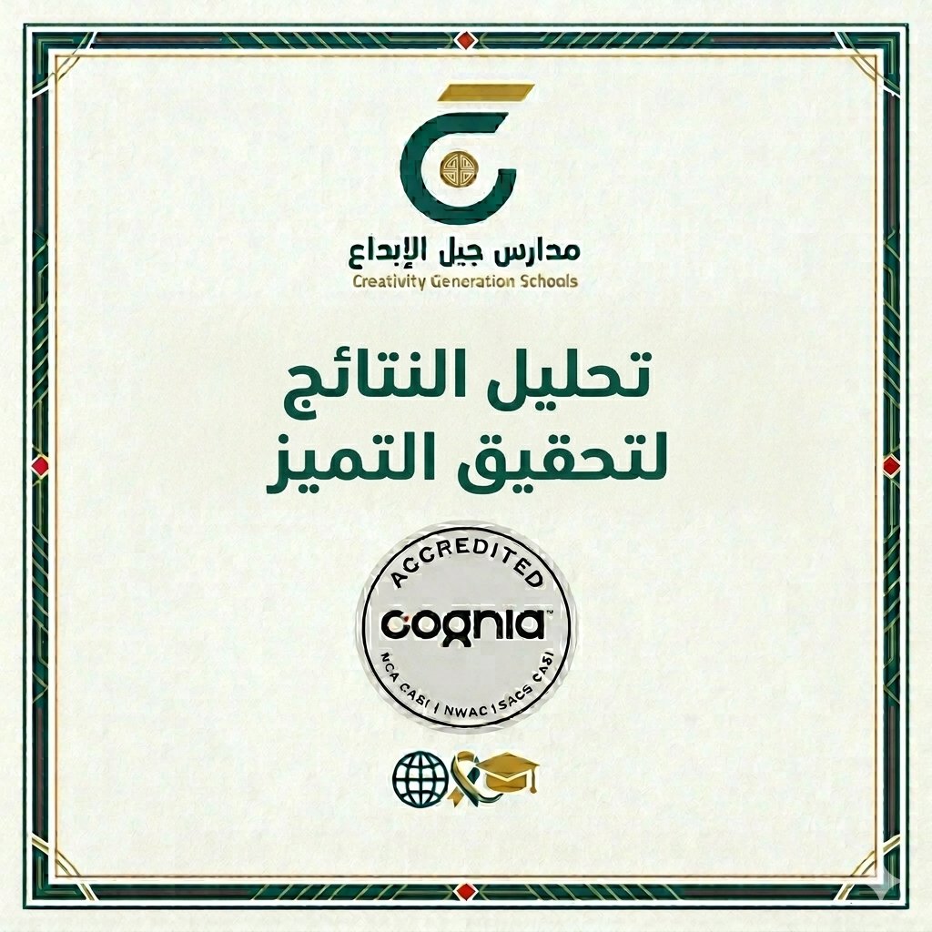 cgschoolsa's tweet photo. #Cognia|
ضمن معايير الجودة التعليمية المعتمدة من Cognia، تعتمد مدارس جيل الإبداع العالمية على التحليل المستمر لنتائج التعلّم من خلال:
• تحليل نتائج الاختبارات والواجبات.
• متابعة الأداء الأكاديمي بصورة دورية.
• تصميم خطط دعم وإثراء وفق احتياجات الطلاب.
• تعزيز التواصل مع أولياء الأمور.
مما يسهم في رفع مستوى التحصيل وتحقيق التميز الأكاديمي.