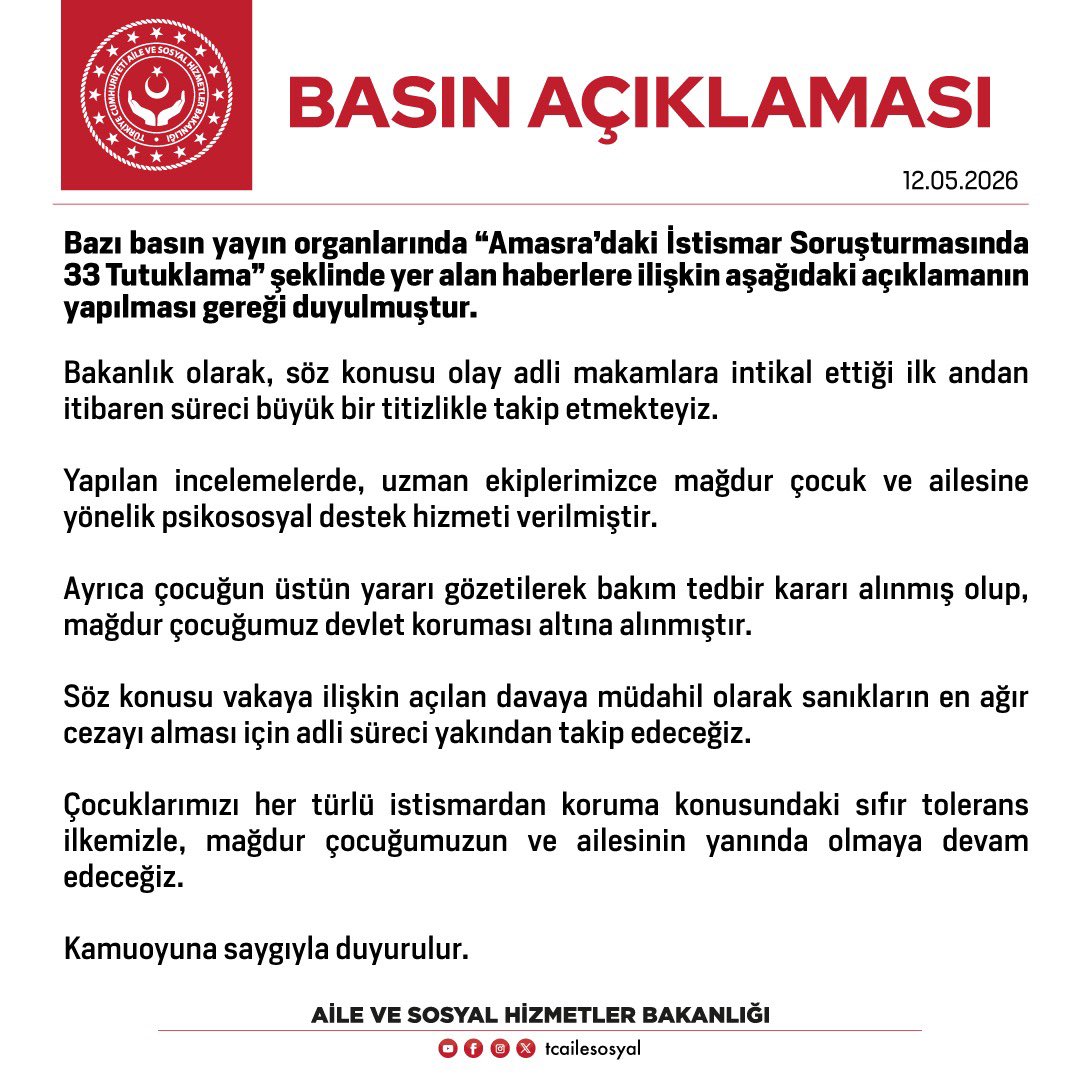 T.C. Aile ve Sosyal Hizmetler Bakanlığı tweet media