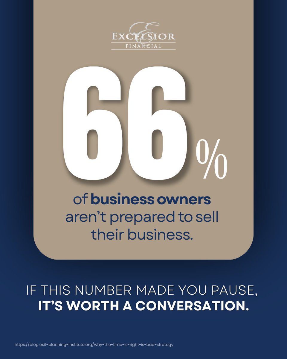 ExcelsiorFin's tweet photo. Many business owners delay planning when things are going well. There's no urgency, until something shifts. 

Transitions rarely follow a perfect timeline. Preparation often matters more than timing. If a sale is part of your future, it may be worth planning ahead. https://t.co/YGSlfc2v5t