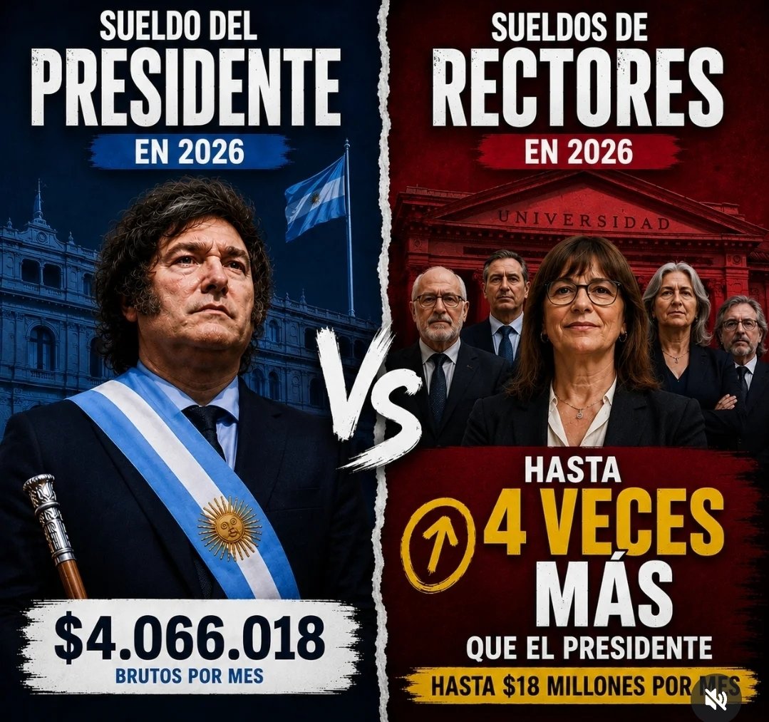 GigaTTS's tweet photo. "RECTORES"

Porque los que dicen defender la educación pública critican a Milei, pero no a los rectores que cobran sueldos millonarios https://t.co/SMvnE2RaS3