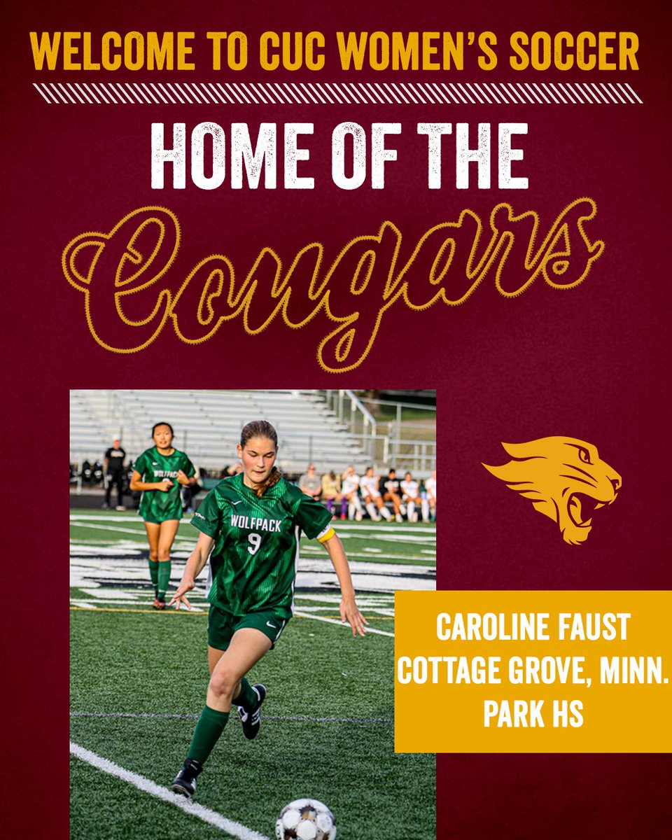 CUCWSOC's tweet photo. Time to meet another new family member for the 2026 season ⬇️

Meet our center back from Cottage Grove, Minnesota.

Welcome to the CUC Family, Caroline Faust!! https://t.co/D4Bm7i0h0c
