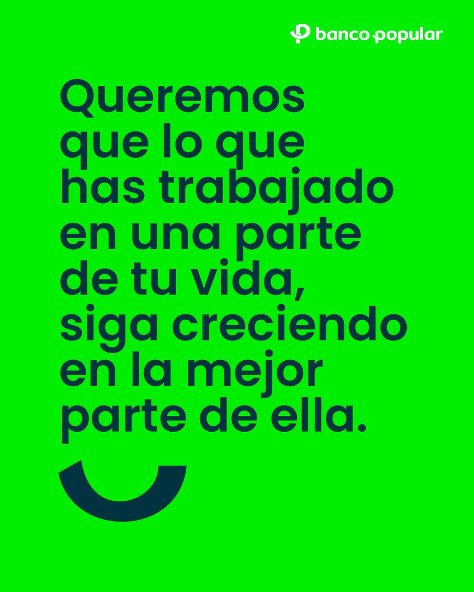 Bco_Popular's tweet photo. Has trabajado años para llegar aquí. Es hora de que tu plata trabaje por ti.  En un banco que te entiende, lo que construiste no se queda quieto, sigue creciendo. Abre tu cuenta y empieza a ver la diferencia 💚. https://t.co/QM0RdDVCAe