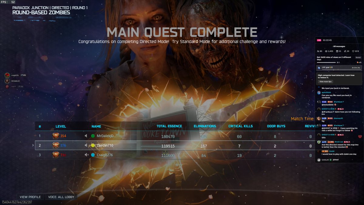 zaedin710's tweet photo. FIRST IN THE WORLD BLACK OPS 7 ROUND 1 EASTER EGG COMPLETION FT @CraigB276 @MrDalekJD !!!! This was fun, a blast in fact and I recommend everyone try it as well. To answer the question: Directed was needed to teleport at will, and Round Off was used about 4 times total. https://t.co/2VkPEO8hka