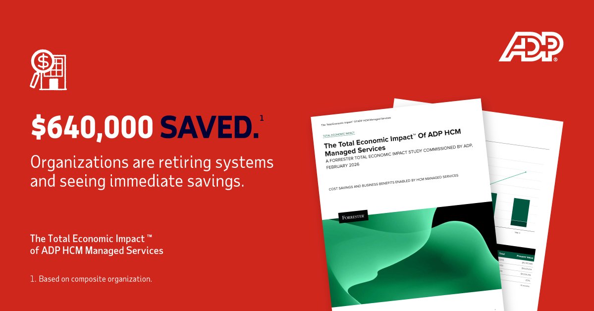 BridgeDan1's tweet photo. Legacy systems quietly drain budget and increase risk; the longer they stay, the more they cost. A recent Forrester Consulting study commissioned by ADP highlights how simplifying an HR ecosystem reduced costs while improving efficiency.

https://t.co/d2XT3cgE7c https://t.co/ANDQ7pWt0J