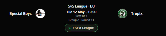 TropixCS's tweet photo. ESEA time vs #SpecialBoys 😎

@Bunker935 is very kindly streaming the game on:
📺 https://t.co/Lbp1cXxO48 https://t.co/JlEtJdYl9v