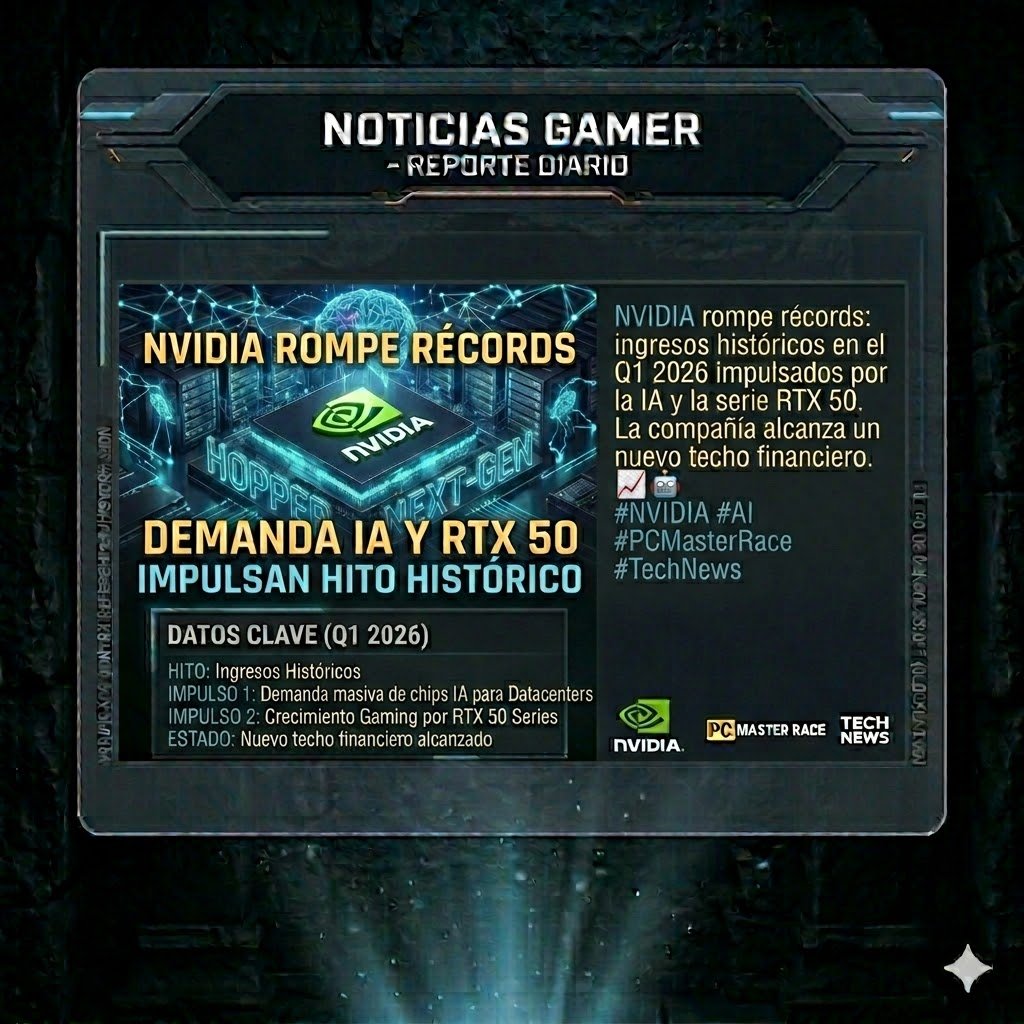 Canal_Leebyte's tweet photo. NVIDIA rompe récords: ingresos históricos en el Q1 2026 impulsados por la IA y la serie RTX 50. La compañía alcanza un nuevo techo financiero. 📈🤖 #NVIDIA #AI #PCMasterRace #TechNews https://t.co/N3U73uCGKC
