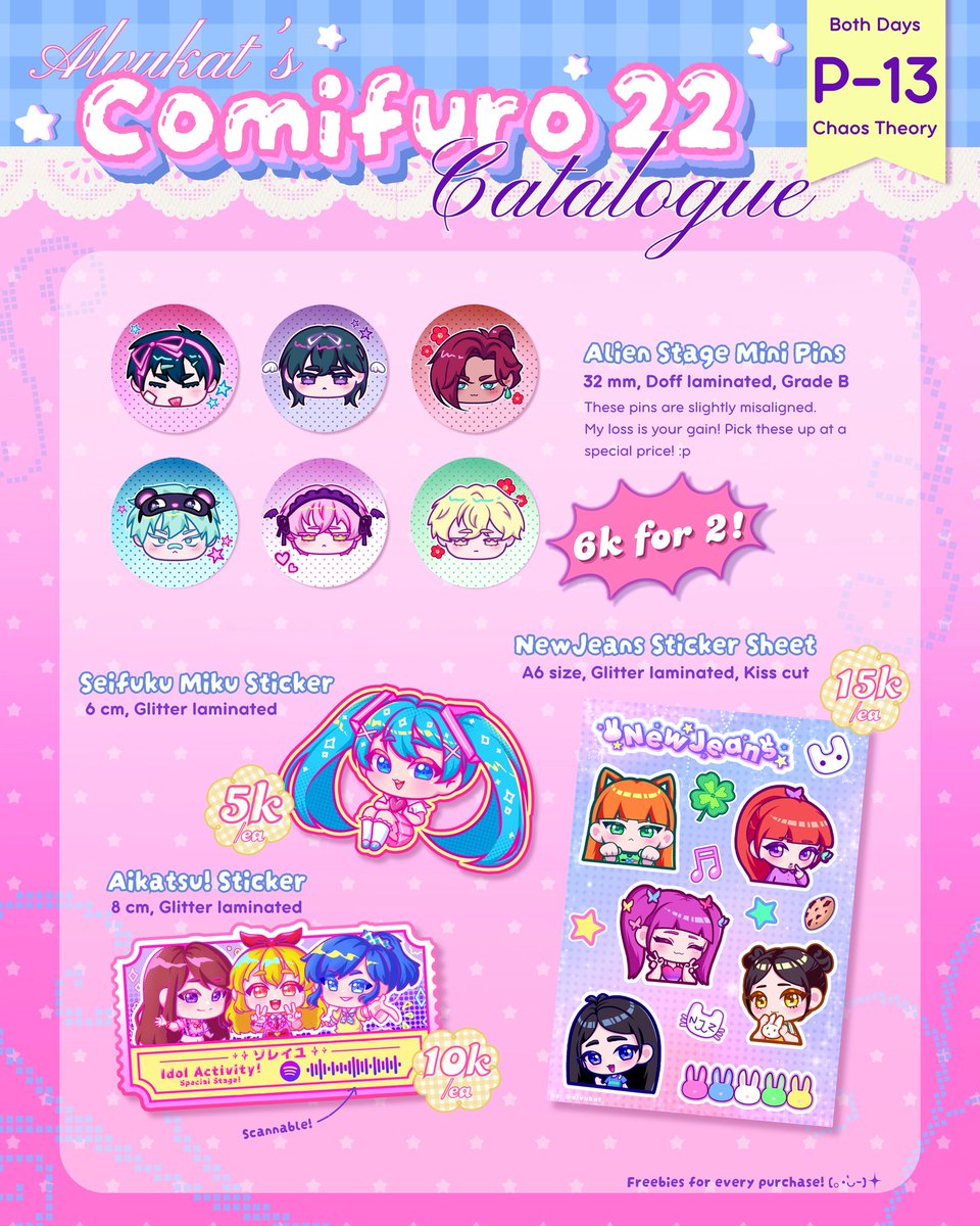 al_zxn_'s tweet photo. [ 🔄 &amp; 🤍are really appreciated! ]

only bringing a few this time since i'm clearing old stocks hehe :3 so everything's limited! 

📍Chaos Theory Circle P-13 AB
📆 16-17 May (Both days) 
📤 OTS only! 

#comifuro #cf22 #comifurocatalog https://t.co/A0usk2no3N
