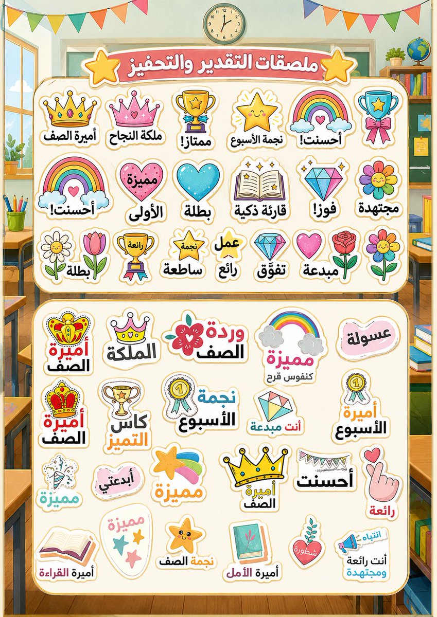 AbeerAlhasan's tweet photo. الأخت البطلة إلي هي (أنا) إذا طلبوها قريباتها تصمم للطالبات
أكيد ماتقول لا ..

وأكيد تشاركها هنا ؛))
((( ملصقات التقدير والتحفيز )))

* قابلة للطباعة
* مقاسها A4
* نزليها ملف pdf 
https://t.co/pXnDTp6qCT

* أرسلي الملف للمكتبة وأطلبي الطباعة على وجه مصقول خلفيه لاصق .
بعض المكتبات عندها بروكرييت بحيث تقص كل صورة .وبعض المكتبات لا فــ أسألي أول)