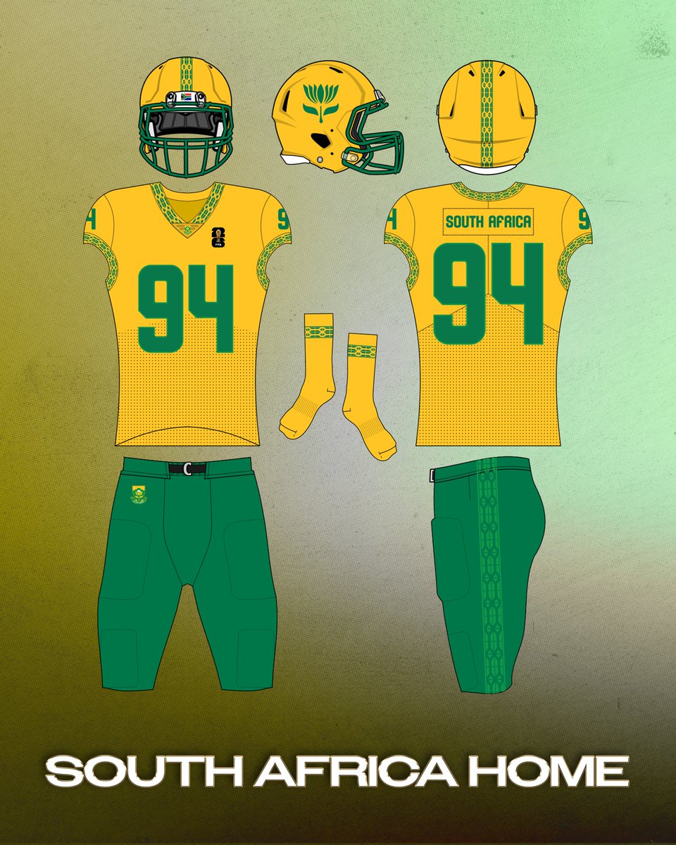 YoungDree05's tweet photo. American Football World Cup Concepts: South Africa

#southafrica #worldcup #football #uniforms #design https://t.co/mdMzKtc8dB