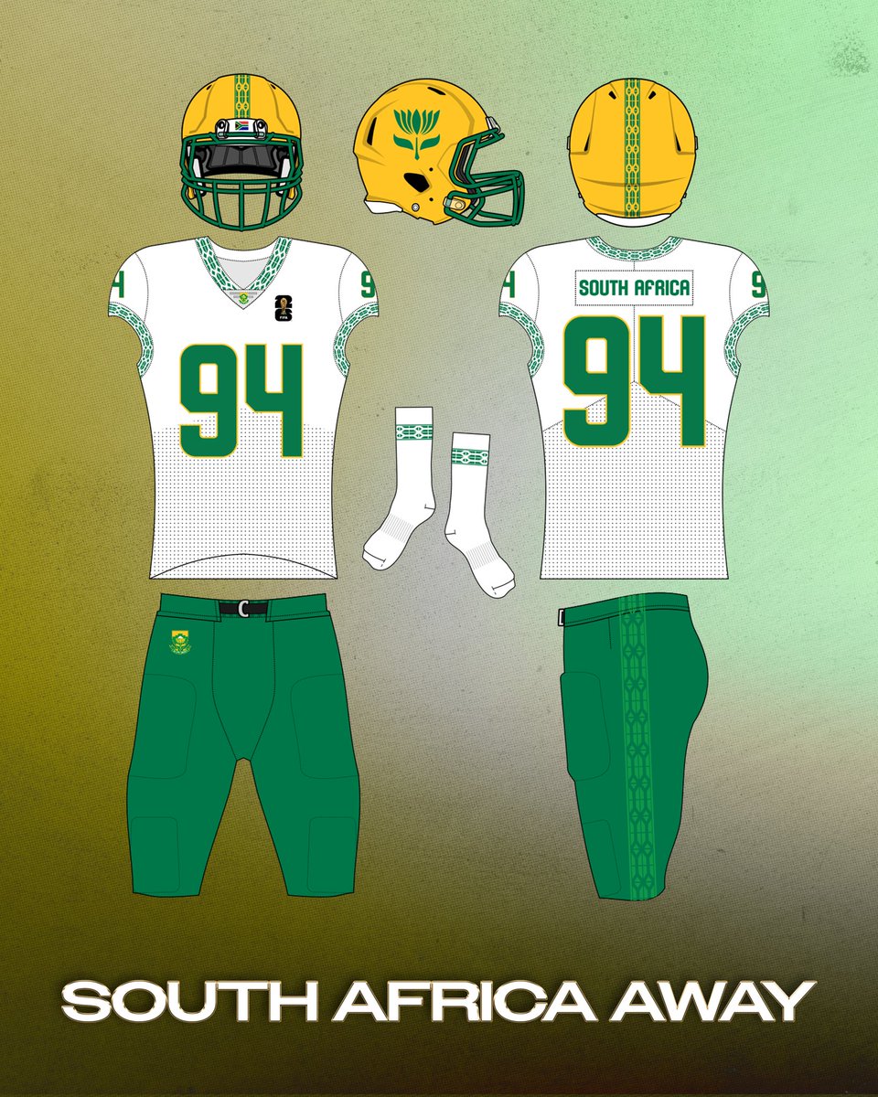 YoungDree05's tweet photo. American Football World Cup Concepts: South Africa

#southafrica #worldcup #football #uniforms #design https://t.co/mdMzKtc8dB