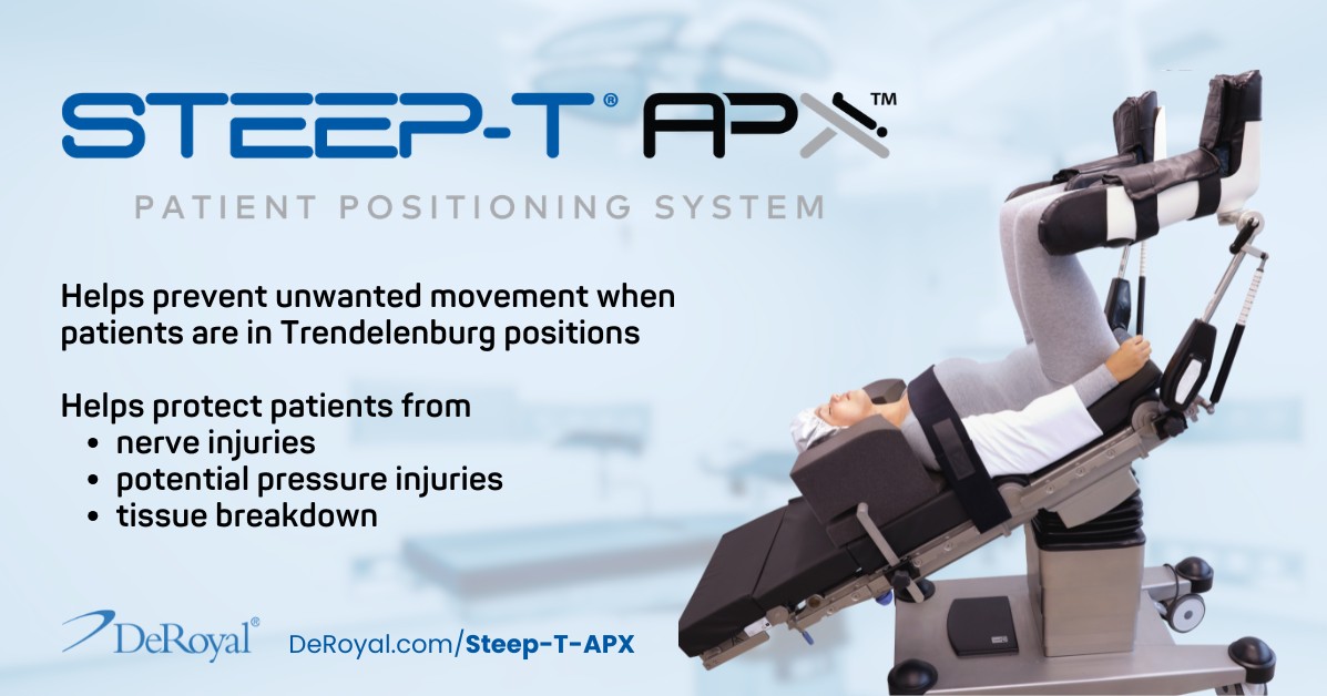 deroyal's tweet photo. NEW! Steep-T® APX™ Patient Positioning System has an intuitive design to reduce operating room setup time. IFU, risk information: https://t.co/hH2w6mL3lq  #PatientPositioning #trendelenburg https://t.co/aY999D88Jq