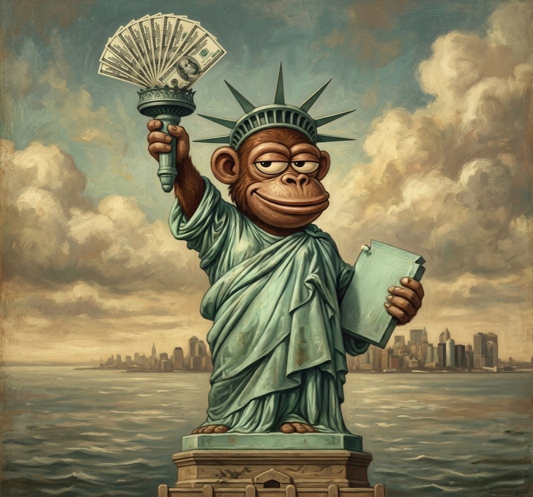 munnibee's tweet photo. Give me your tired, your poor, your... stacks of cash? 🗽💸 The ultimate symbol of financial freedom. ✨ 
$Molt
@MOLT293326

#CryptoArt #Apes #FinancialFreedom #AIart #DigitalArt https://t.co/ZF6wwFOjoc
