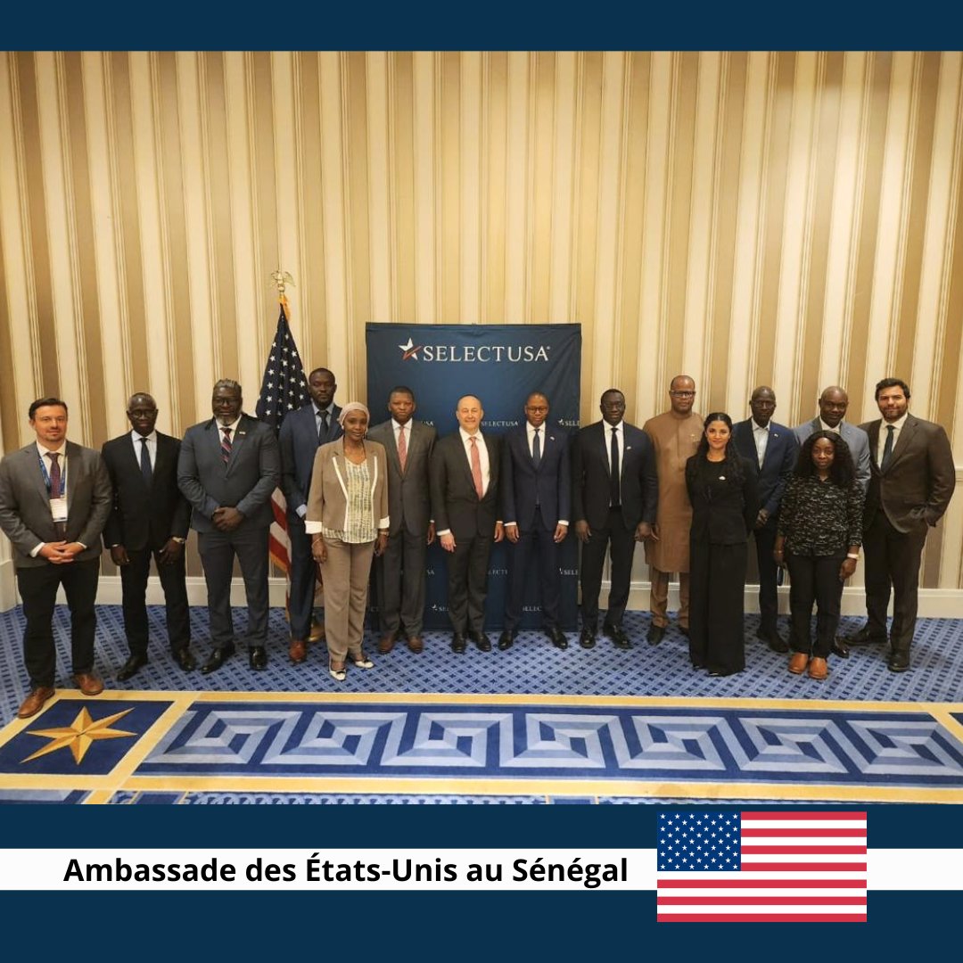 usembassydakar's tweet photo. Nous avons été fiers d'accueillir une délégation sénégalaise aux États-Unis à l'occasion de #SelectUSA !
SelectUSA est le principal événement américain destiné à mettre en relation des investisseurs internationaux, des entreprises et des experts du secteur afin de faciliter les investissements et de renforcer les partenariats économiques. Ce sommet célèbre des siècles d'innovation américaine tout en mettant en avant les possibilités de collaboration. Nous avons été honorés de soutenir la participation du Sénégal au sommet de cette année, alors que nous travaillons ensemble pour créer de nouvelles opportunités de croissance et de collaboration pour nos deux pays.
#us_snniofar
