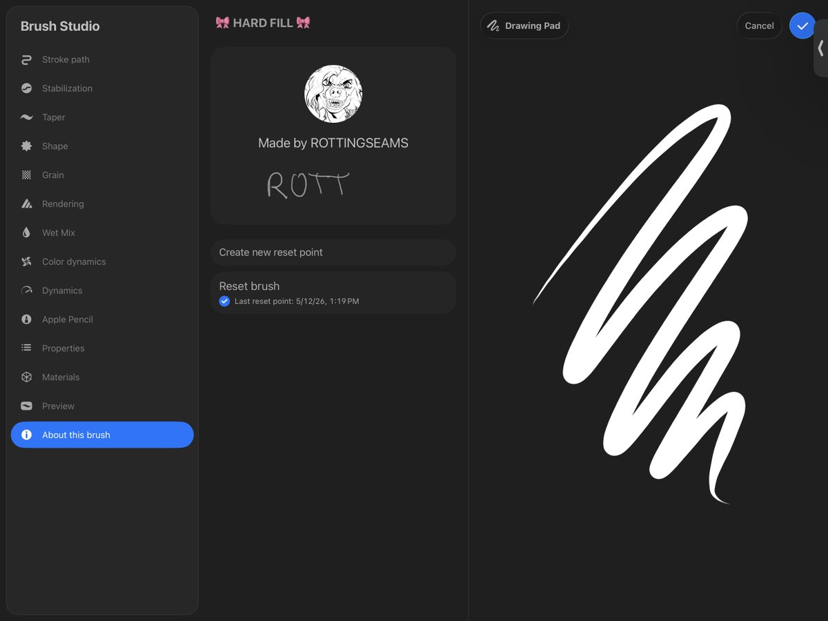 grubbystrawpage's tweet photo. i keep getting asks about the brushes i use for sketching and lining so here they are xD the “smooth line” one i have edited a lot over the years so it won’t be totally accurate though. u should be able to find these for free online. i use procreate btw! https://t.co/2tZr30mV6p