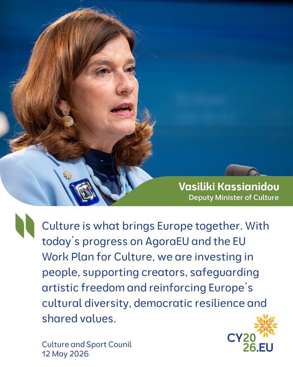 CyprusinEU's tweet photo. @LinaKassianidou @MichaelidouAth Today’s #EYCS (Culture and Sport) has concluded.
Read the main results here 👉 https://t.co/obyyUIB01N https://t.co/qj2p2Dh6db
