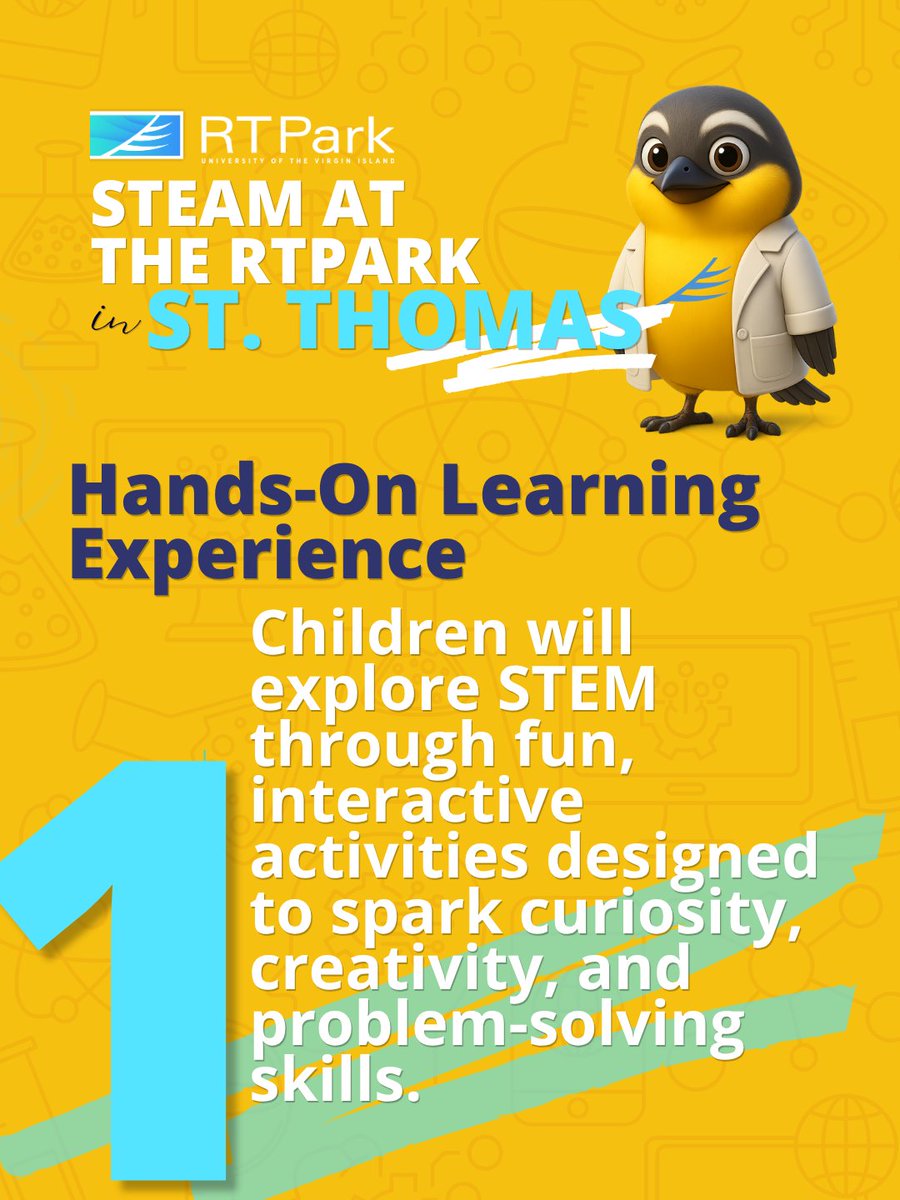 UVIRTP's tweet photo. St. Thomas 🌟 Join The RTPark for STEAM at The RTPark on May 23 at the UVI Soccer Field. Free hands-on STEM fun for Pre-K to 2nd grade students.
Spaces are limited. Register today: https://t.co/JsQbdvCH28
#STEAMatTheRTPark #RTPark #STEMVI https://t.co/K335bIohLP