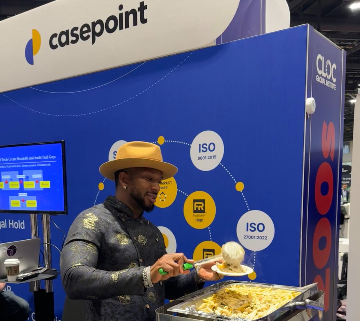 Casepoint's tweet photo. CLOC Day 2 is cooking at Casepoint! Stop by Booth 211 from now until 2 p.m. CT for #Casepoint merch, Levain Bakery cookies, &amp; Celebrity Chef Darian Bryan, Season 5 semifinalist on “Next Level Chef.” Bring us your  #LegalOps workflow challenge. Leave with a path forward. #CGI2026 https://t.co/JehnmYuHis