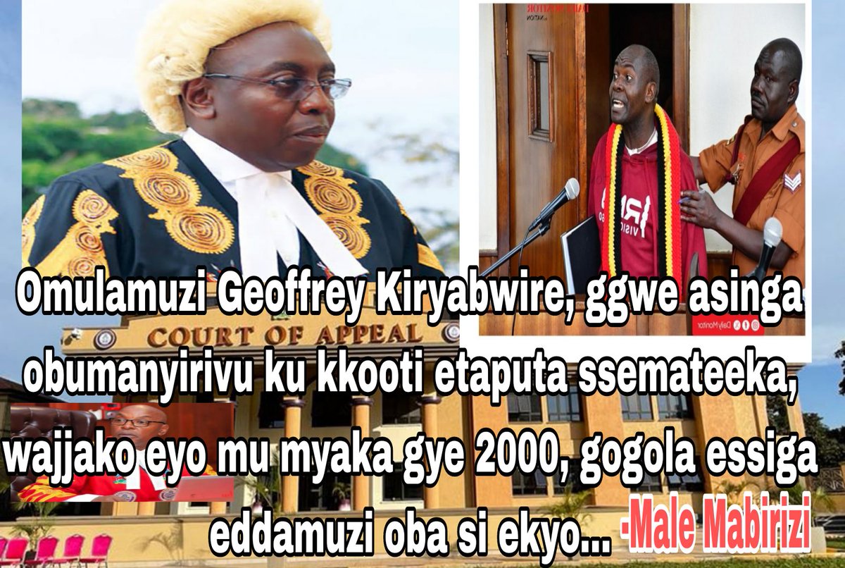 MaleMabiriziHKK's tweet photo. Omulamuzi Geoffrey Kiryabwire ggwe ng'asinga obumanyirivu ku kkooti etaputa ssemateeka, olina obusobozi obugogola essiga eddamuzi, ekyo bwekinaakulema..." Ebyo n'ebirala bisome mu bbaluwa yange gye nnawandikidde essiga eddamuzi...

Okusonda ssente 0701881231 0787263086 #FreeMale https://t.co/KIKd1uiY3B