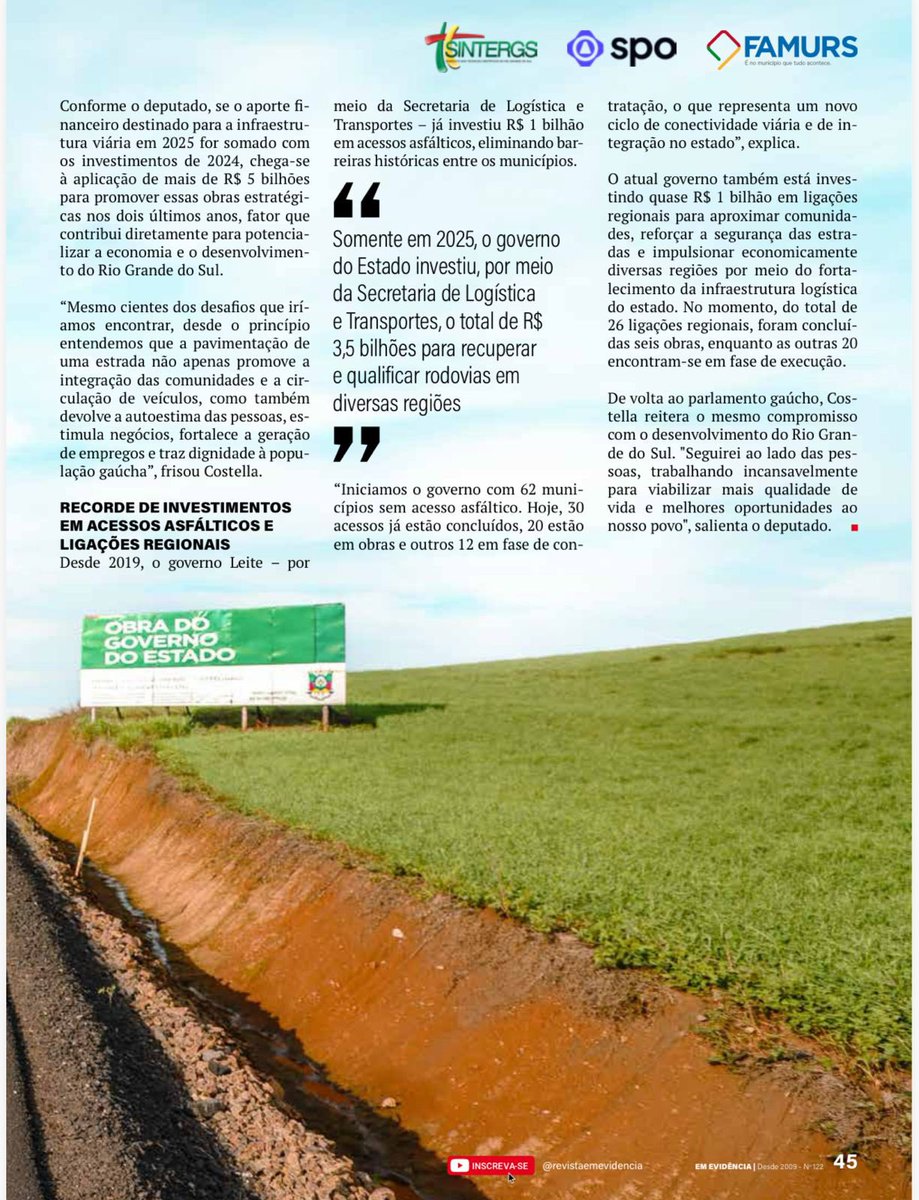 juvircostella's tweet photo. O maior investimento da história em estradas! A matéria é destaque na Revista Em Evidência! 📕 🛣️ https://t.co/7orUqGHYxv