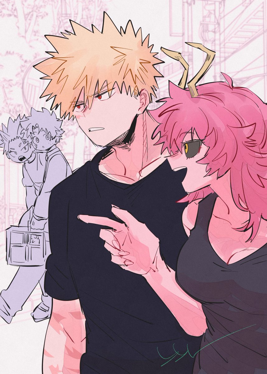芦戸三奈 ,爆豪勝己 「」|ビビりのイラスト