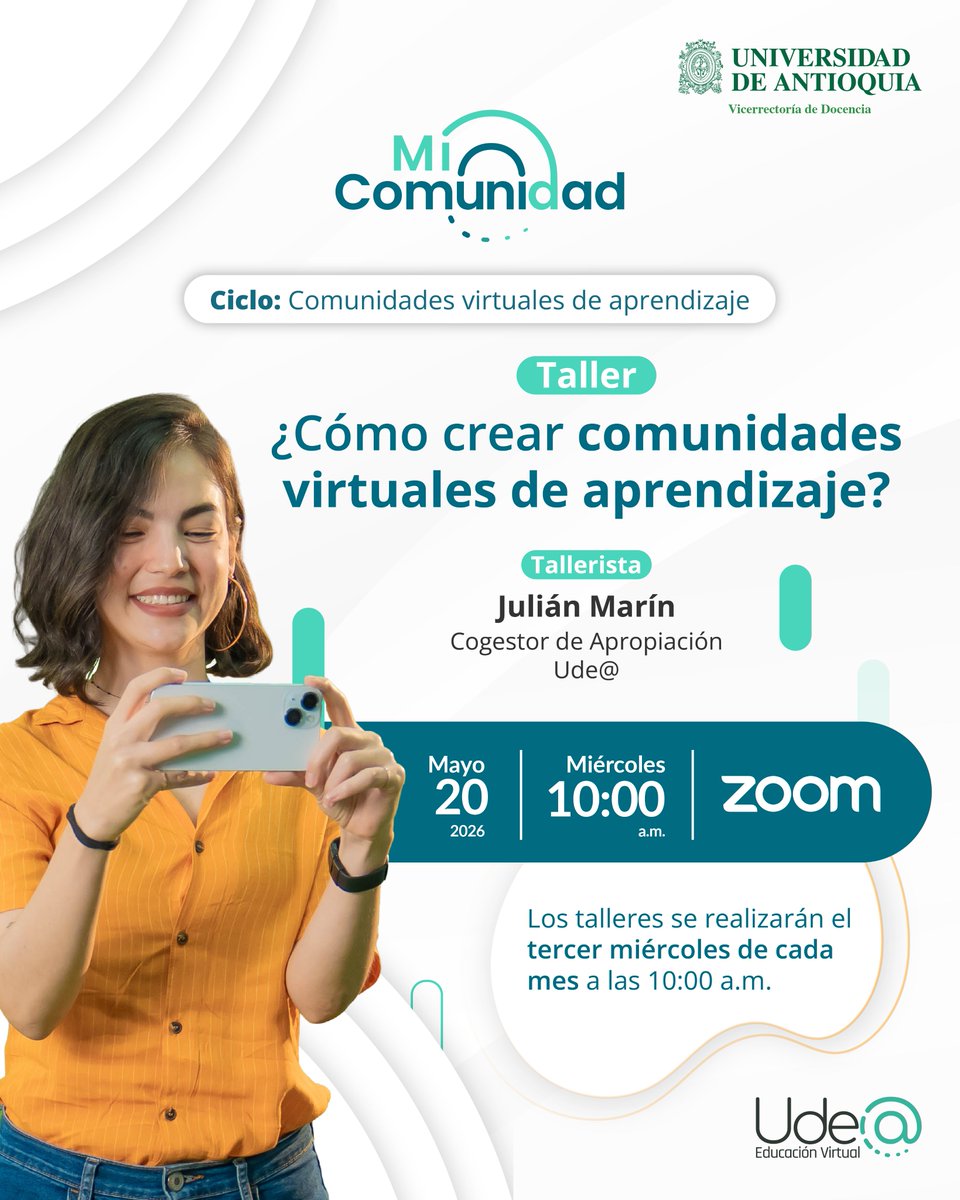 UdeArroba's tweet photo. 🚀 ¿Te gustaría crear tu propia comunidad de aprendizaje?

En este taller pondremos a tu disposición una guía práctica para diseñar y poner en marcha una comunidad virtual, desde la idea inicial hasta su implementación y sostenimiento.

👉 Inscríbete aquí: https://t.co/9oJeSdpLoo https://t.co/YeOUtNW0Ga