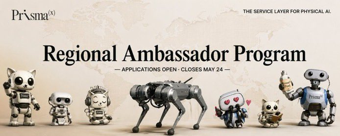 GeeAlphaDAO's tweet photo. PrismaX is now accepting Regional Ambassador applications.

A chance to represent your region, grow the local community, and support global expansion.

If you are active and consistent, this is your opportunity to step up and build with @PrismaXai 

Link in comments section👇👇 https://t.co/jJtbtm13E6
