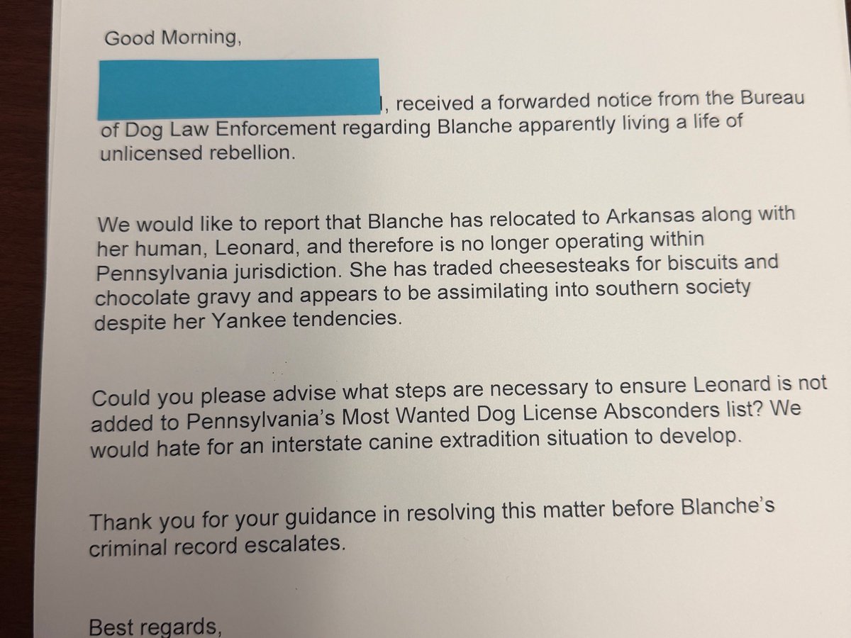 IsleyKaytee's tweet photo. I love my job 😂 This email put a BIG smile on my face today. Dog Wardens are cracking down on unlicensed dogs — get your pup licensed today at https://t.co/542rTNvNDR https://t.co/MFzfRLr7aa