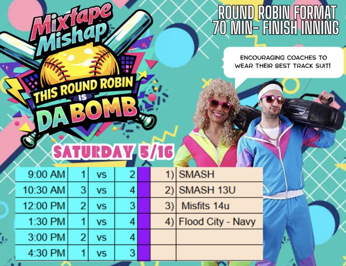 shaffer_2030's tweet photo. Schedule for the Round Robin my team is hosting this weekend! First time back on the field to play with my travel teammates after their high school seasons!⭐️🥎 https://t.co/f4OUB1c5jy