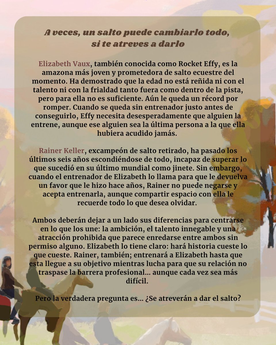 Contraluz_ed's tweet photo. DAR EL SALTO 🏆🌙🏇
¡Ya podemos anunciarlo por todo lo alto! «Dar el Salto» la nueva novela de Carla Martí, llegará a librerías el 17 de septiembre de 2026 ✨
Amantes del sports romance, ¿nos escucháis chillar?

¡Que empiece la cuenta atrás! https://t.co/TbfMb4cp0S
