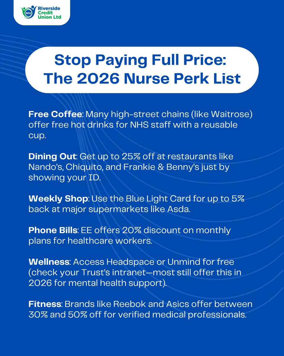 RiversideCU's tweet photo. Save money on International 
Nurses Day! 🩵

Thank you for all you do to care for us

If you're part of our amazing nursing workforce then check out these discounts!

#NursesDay #InternationalNursesDay
https://t.co/xzRhRtO9Ga https://t.co/Nr2m3x6Yll
