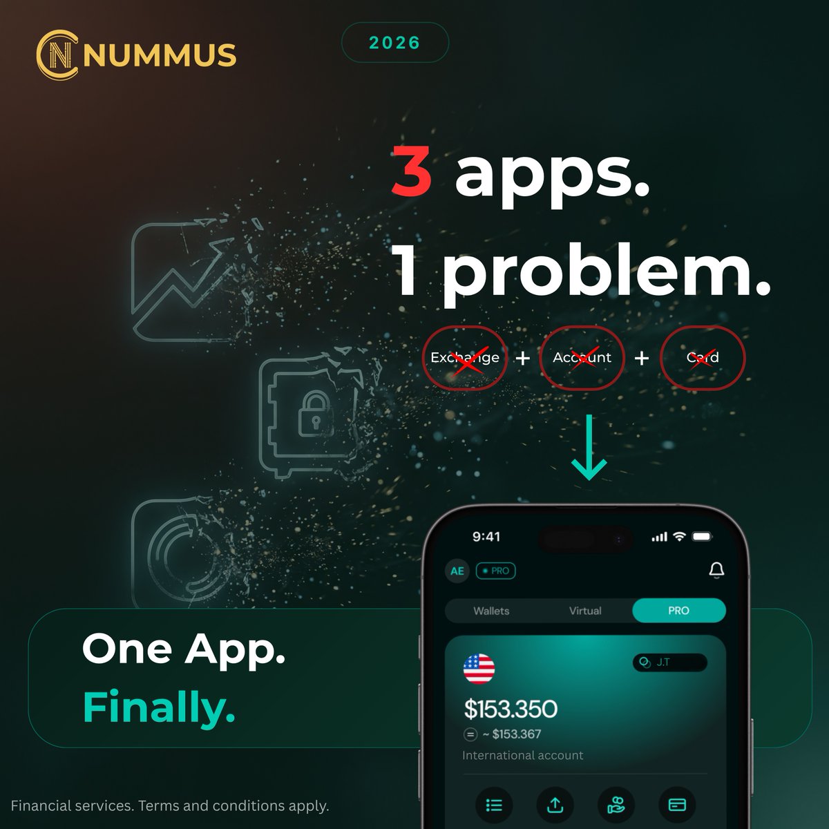 NummusWallet's tweet photo. Still using three apps to convert crypto to cash?
One to receive. One to convert. One to spend. 

If your income comes from clients abroad, you know the routine. Nummus replaces all three. One international account. One card. Built for cross-border earners.
See how it works →