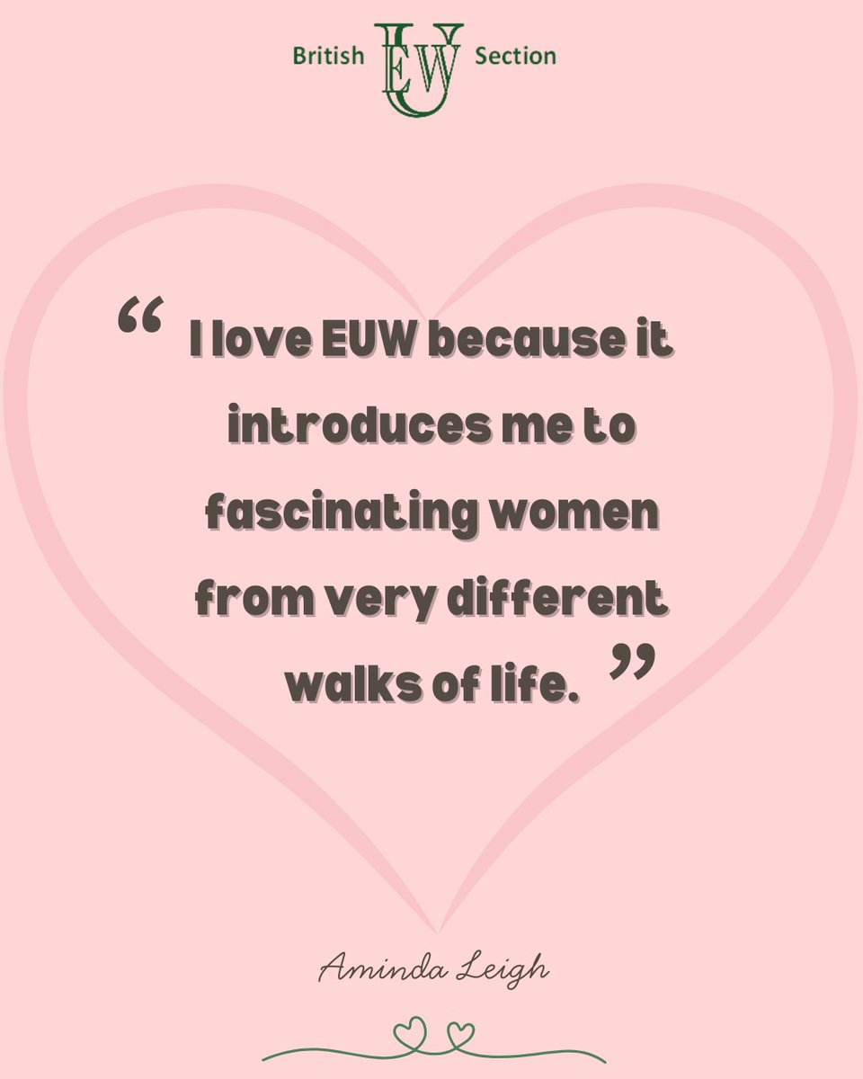 euwbritish's tweet photo. 💚Today at our Spring Lunch, we launched our “I Love EUW” campaign in memory of our former Chairman, Aminda Leigh &amp; it feels especially meaningful to begin by sharing her own words. Keep an eye out over the coming weeks for more authentic quotes. #ILoveEUW #TestimonialTuesdays https://t.co/I3Kq8CoYjO